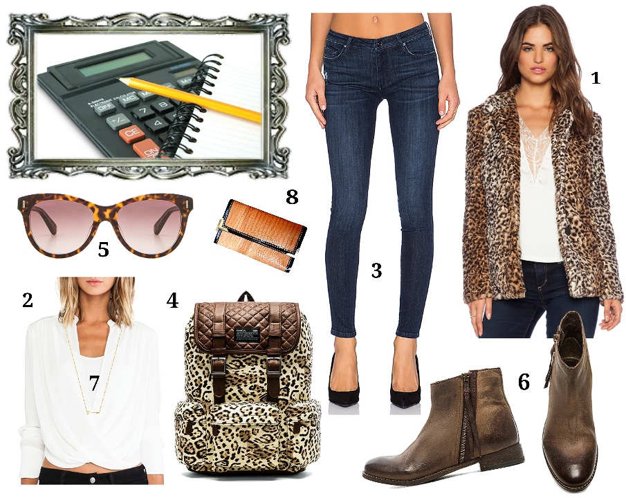 back to school outfit / leopard print outfit / beige jk wallet 