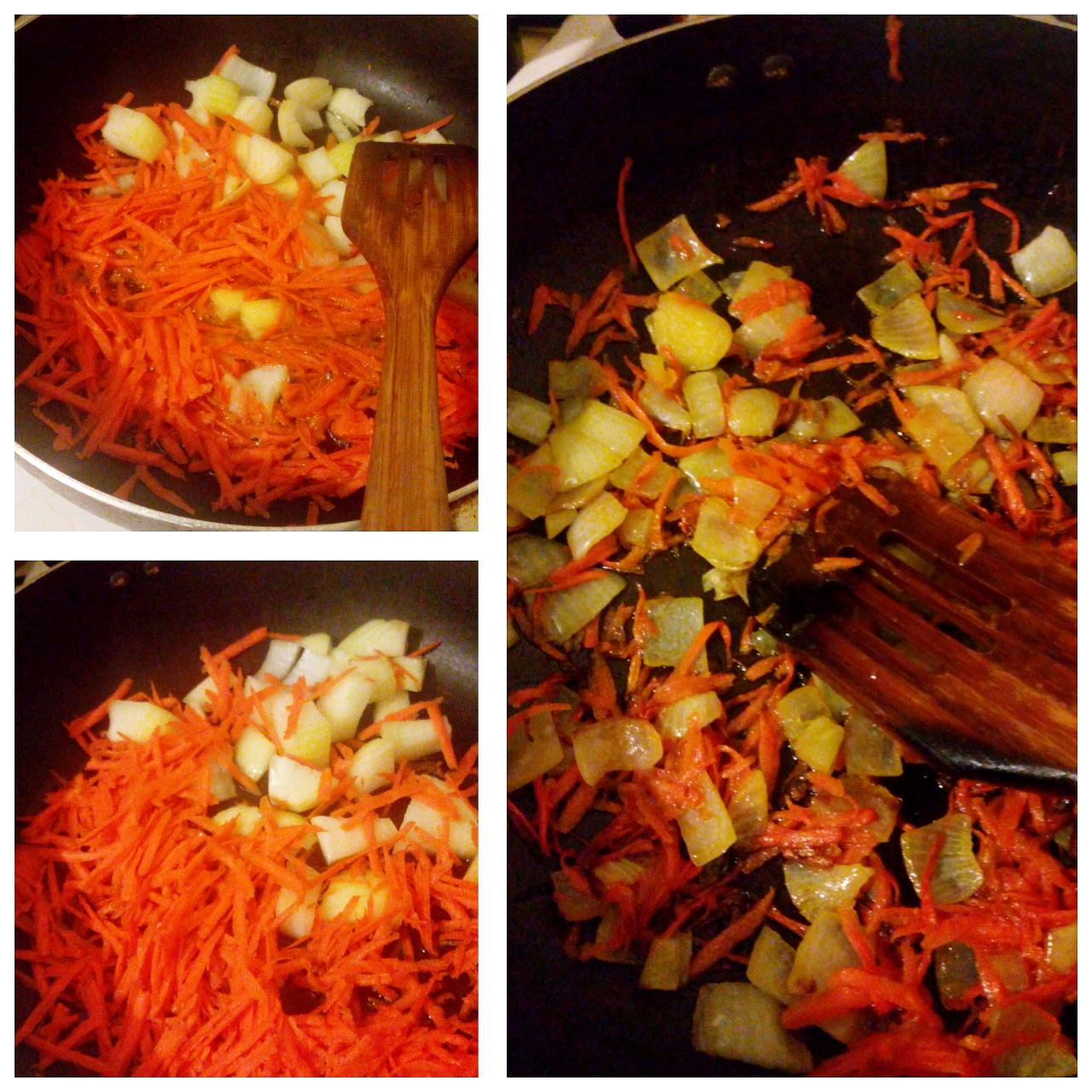 Saute carrots and onion