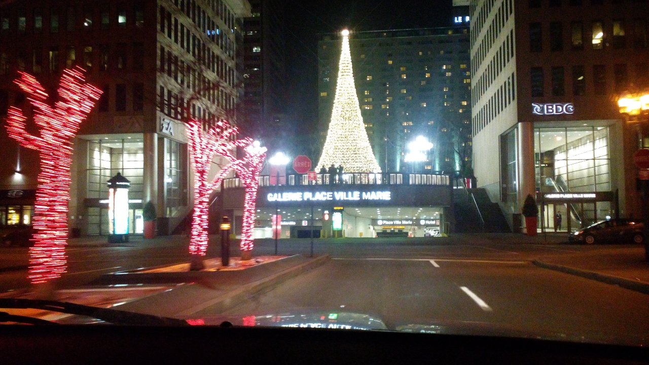 Montreal evening winter Christmas lights 