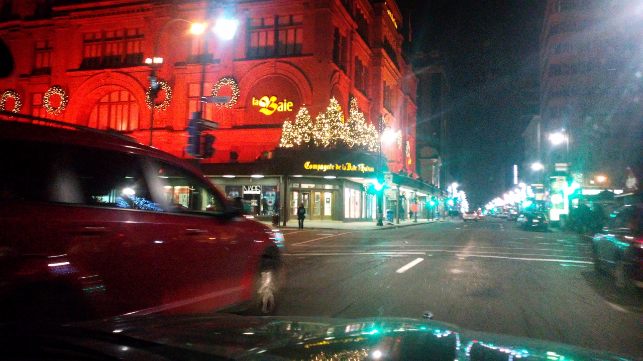 Montreal evening winter Christmas lights 