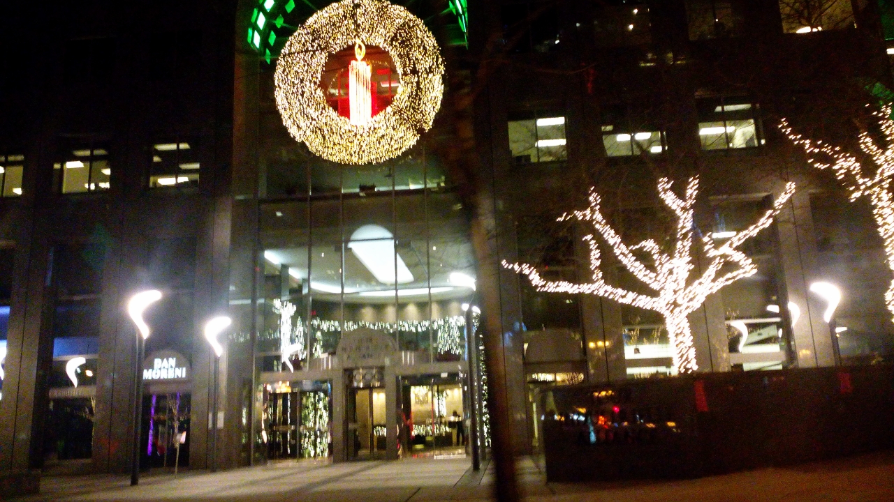 Montreal evening winter Christmas lights 