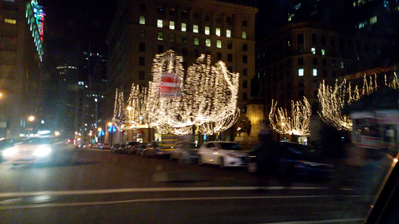 Montreal evening winter Christmas lights 