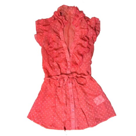 Cute Light Coral Sleeveless Botton Up Blouse