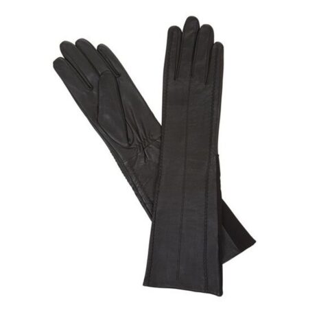 Long Leather Gloves With Knit Inset